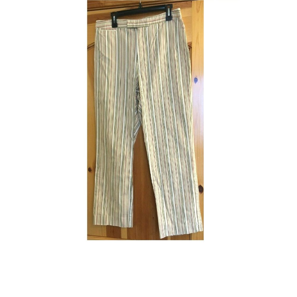 J. H. Collectibles Women's Size 14 Stretch Striped Capris Cropped Pants